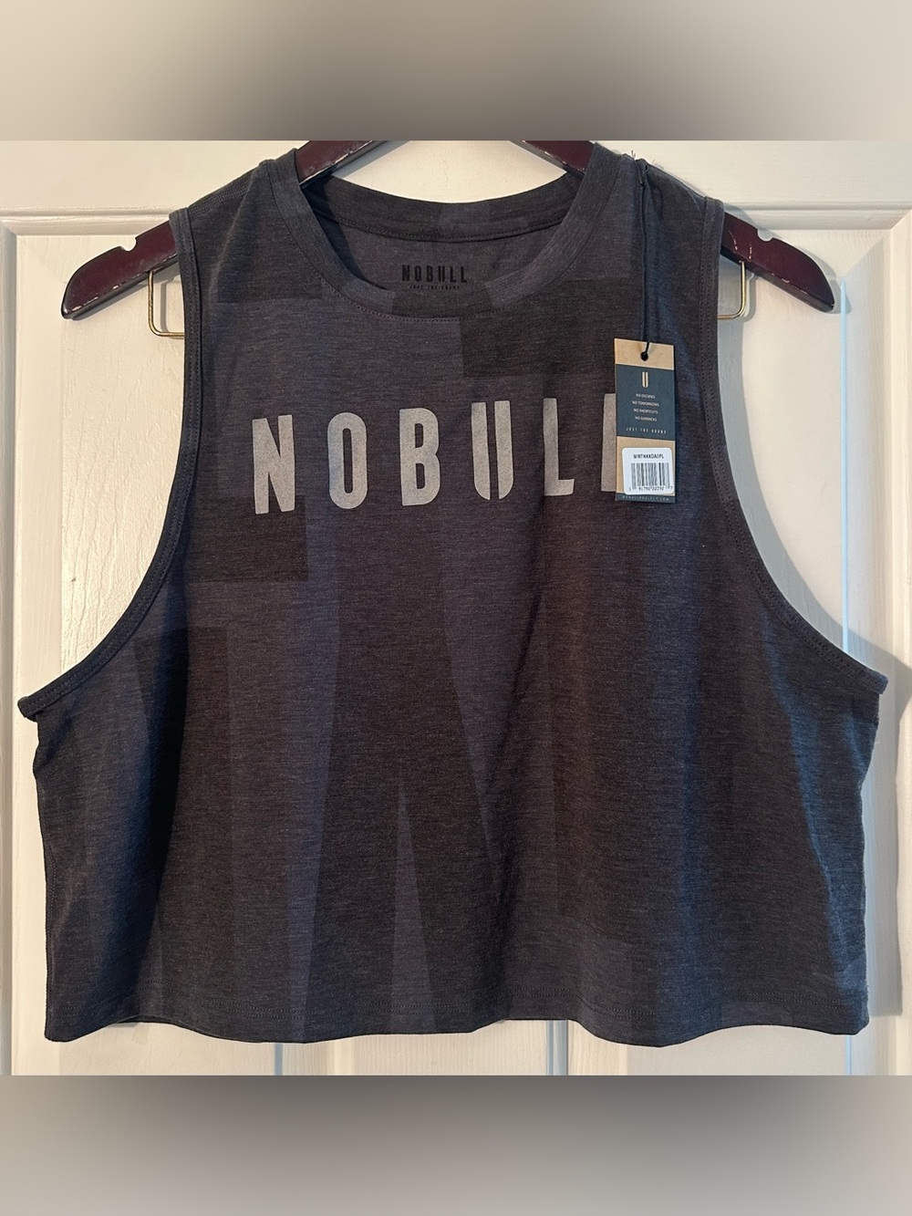 NOBULL Women’s Large Cropped Muscle Tank Top Gray Camouflage Workout Athleisure